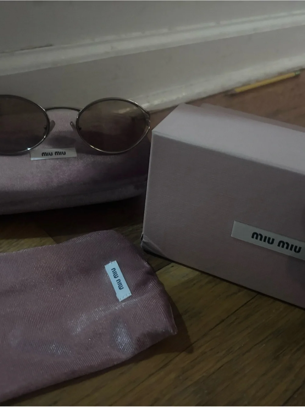 Miu Miu Pink Sunglasses with Matching Pink Case and Box